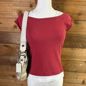 Y2K women's Red off-the-shoulder Eyeshadow top